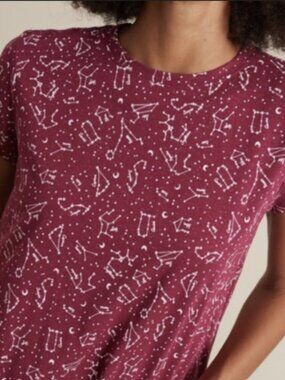 Marine Layer T Shirt Women S Maroon Zodiac Constellation Print Short Sleeve